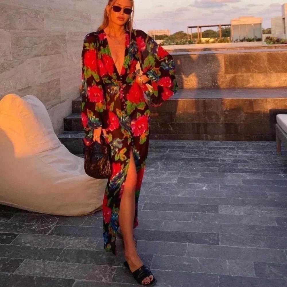 Rat & Boa Ferreira Floral Print Maxi Dress Size Small